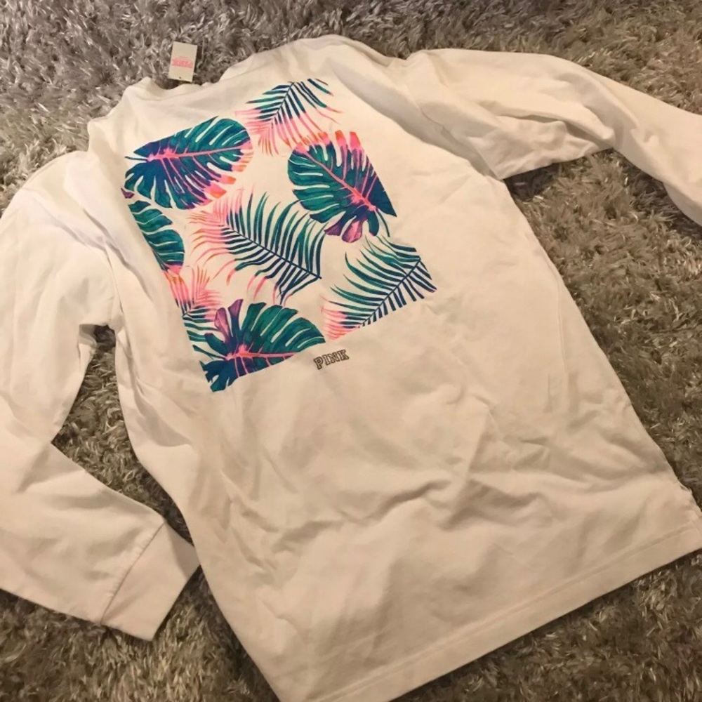 SOLD ON MERCARI! VS PINK Neon Palm Campus Tee
